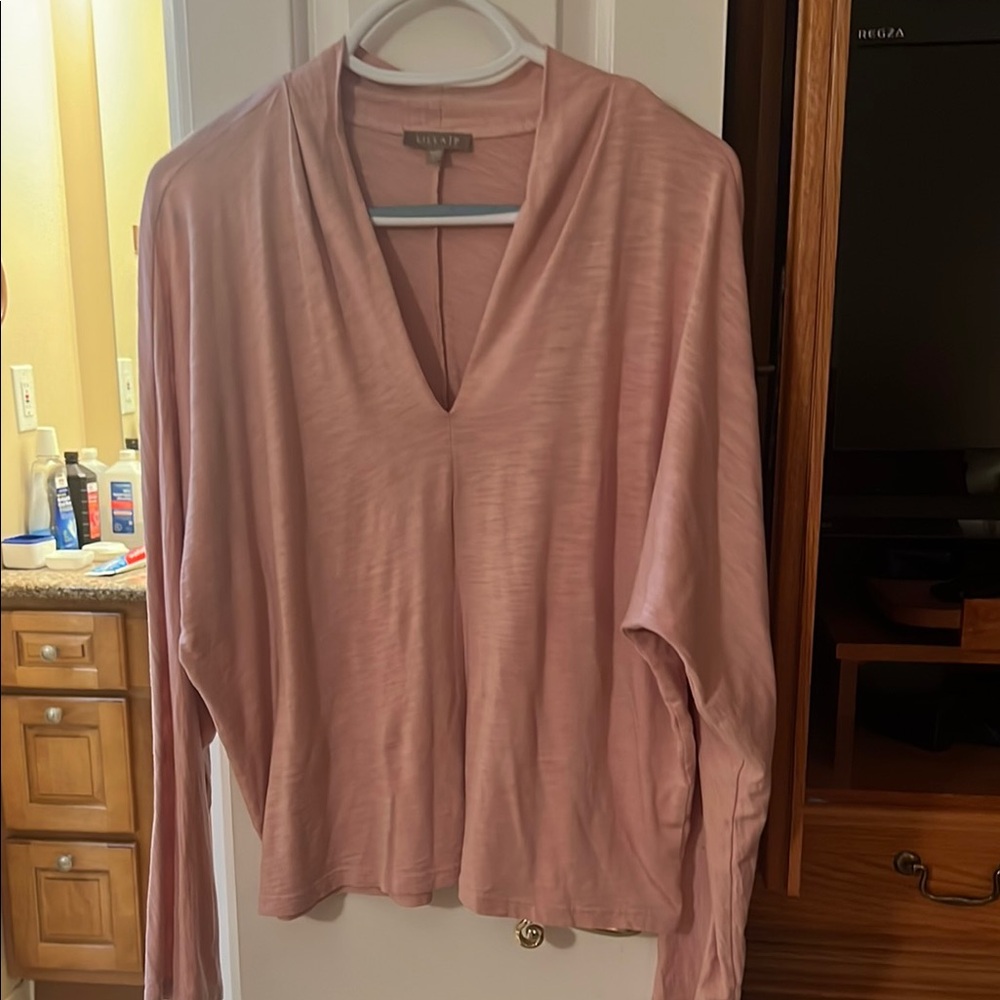 Lilla P Women's Pink Long Sleeve V-Neck Top
